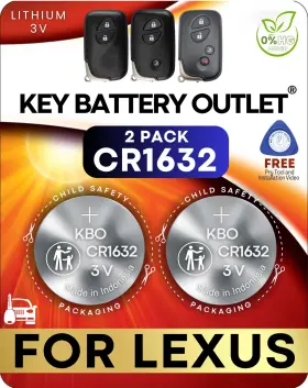 Cr1632 Key Battery Outlet 683404251263 Fob Batteries For Lexus 2-pack -lexus Rx350 07-15 Gx460 10-2