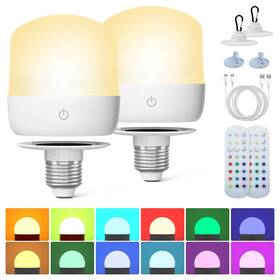 Kindeep B0f79x4c5d Rechargeable E26 Led Light Bulb With Remote Wireless Battery Op 400lm Rgb Colo