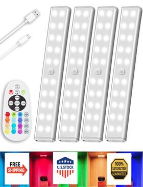 Lajoso B09v4w45cs Wireless Rechargeable Led Closet Lights Dimmable Under Cabinet Bar With Remote