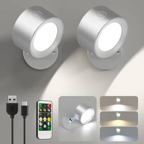 Lightbiz B0fh4v69qq Led Reading Wall Sconces 2-pk With Remote Rechargeable Dimmable