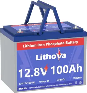 L-12v Lithova 100ah 12v Lifepo4 Battery Built In 100a Bms Up To 15000 Deep Cycles