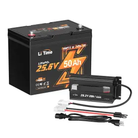 Litime 702571565048 24v 50ah Tm Smart Lifepo4 Lithium Battery With 20a Charger For Marine Rv