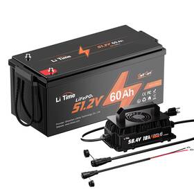 Litime 702571565208 48v 60ah Lifepo4 Lithium Battery With 18a Charger Set For 4kw Golf Cart