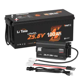 L24v100-100bt Litime 24v 100ah Bluetooth Lifepo4 Lithium Battery With 20a Charger For Rv Boat