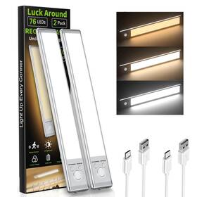 Luck Around B0dhzjy2p9 2-pack Under Cabinet Motion Sensor Led Lights Rechargeable Usb Dimmable