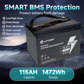 Lvyuan 12v115ah-s 12v 115ah Lifepo4 Lithium Battery Deep Cycle Built-in Bms For Solar Rv Off Grid