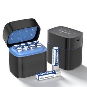 Maxfree Aa-a1 Rechargeable Aa Lithium Batteries Charger With 8-pack Blue