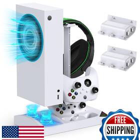 Meneea B096zpyjk9 Xbox Series S Cooling Stand Charger Dock With Dual Fan And 2x1400mah Batteries