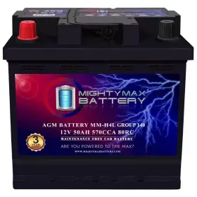 Mm-h4l Mighty Max Battery 313033718706 Car Bci Group Size 140 Positive Terminal On Left Side 12v 50 Ah 80rc 57