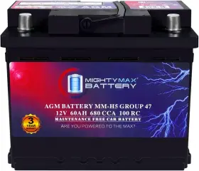 100rc Mighty Max Battery 850054073419 Mm-h5 Start And Stop Car Bci Group Size 47 12v 60 Ah 100rc Mighty Max Battery 850054073419 Mm-h5 Start And Stop Car Bci Group Size 47 12v 60 Ah