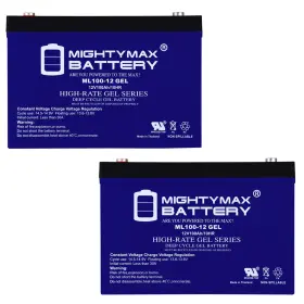 Ml100-12gelmp2640 Mighty Max Battery 12v 100ah Gel Compatible With Fuli Fl121000hr-m - 2 Pack Ml100-12gelmp2640 Mighty Max Battery 12v 100ah Gel Compatible With Fuli Fl121000hr-m - 2 Pack