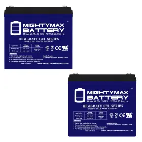 Ml55-12gelmp2734 Mighty Max Battery 12v 55ah Gel Compatible With Fuli Fl12550dc-m - 2 Pack