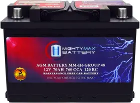 120rc Mighty Max Battery Mm-h6 Start And Stop Car Bci Group Size 48 12v 70 Ah 760 Cca Rechargeab 120rc Mighty Max Battery Mm-h6 Start And Stop Car Bci Group Size 48 12v 70 Ah 760 Cca Rechargeab