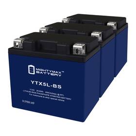 Mighty Max Battery Ytx5l-bslifepo4mp31122 Ytx5l-bslifepo4 Lithium Replaces Yamaha Yfm110 Raptor 24-25 - 3 Pack