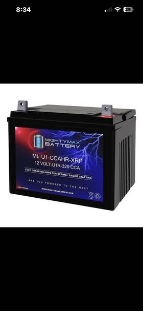 Mighty Max Frxyr1000010knw Ml-u1r-ccahr -12 Volt 320 Cca Nut And Bolt Nb Terminal Rechargeable Sla