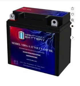 Yb9a-a Mightymax 850005902522 -12 Volt 9 Ah 130 Cca Rechargeable Maintenance Free Sla Agm Motorcycle