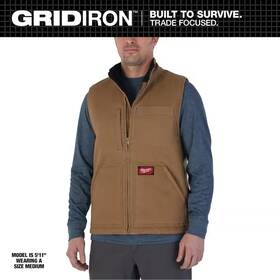 Milwaukee 801br-l Mens Large Heavy-duty Brown Sherpa-lined Vest With 5-pockets
