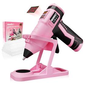 Monvict B0fp56hzyd 7.4v Cordless Hot Glue Gun With Holder Base Digital Display Adjustable