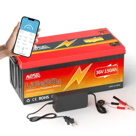 Mos36150-200 Moseworth 36v 150ah Bluetooth Lifepo4 Lithium Battery 200a Bms Golf Cart Marine Rv Charger
