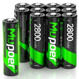 Mupoer B0cxsr8m6l 12-pack Aa Rechargeable Batteries 2800mah Ni-mh Low Self-discharge