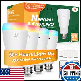 Neporal B0ct5wccb6 Magixpro Smart Rechargeable Light Bulb Remote Usb/socket Charge