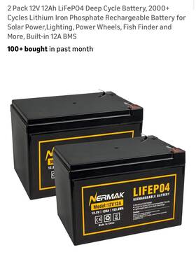 Nermak B09hq927h6 2 Pack 12v 12ah Lifepo4 Deep Cycle Battery 2000 Cycles Lithium Iron Phosphate