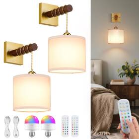 Nooknova B0f5bkcnxw Rechargeable Battery Operated Wall Sconce Set Of Two 8000mah Rgb Dimmab