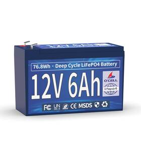Ocell Le-12-6-6a 12v 6ah Lifepo4 Lithium Battery 6a Bms 76.8w Output Power 4000 Deep Cycles