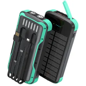 Soxono-l24s-green Outdoor Soxono Solar Charger Power Bank Pd 20w Fast Charging External Batter 40000mah