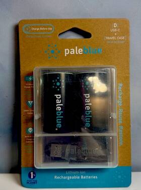 Pale Blue 850040149432 Rechargeable D Batteries With Type C Charging Cable Travel Case 2