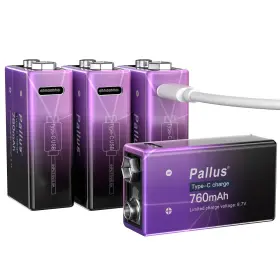 K007 Pallus 613497677237 9v Rechargeable Battery Pack 4-pack 760mah Li-ion Usb 9 Volt K007 Pallus 613497677237 9v Rechargeable Battery Pack 4-pack 760mah Li-ion Usb 9 Volt