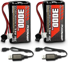 Pceonamp 726084982895 7.4v Li-ion Battery 3000mah 2s With Sm-2p Plug Rechargeable High Capacit