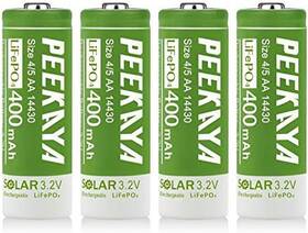 Peekaya 313114881831 4-pack 14430 Rechargeable Battery Lifepo4 3.2v 400mah For Ourdoor Gardan Solar