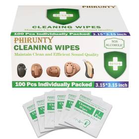 Phirunty Rf-wipes-100 100 Count Hearing Aids Cleaning Wipes Individually Packaged Aid Audi