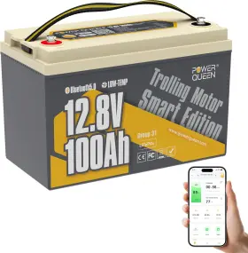 Power Queen 445004633664 12v 100ah Lifepo4 Bluetooth Battery 1280w 100a Bms For Rv Solar Mari Power Queen 445004633664 12v 100ah Lifepo4 Bluetooth Battery 1280w 100a Bms For Rv Solar Mari