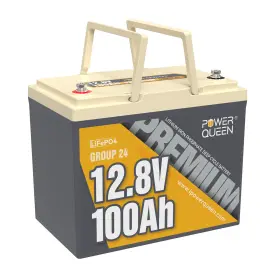 P12v100-100-perm24 Power Queen 12v 100ah Group 24 Lifepo4 Lithium Battery 1280w - Refurbished P12v100-100-perm24 Power Queen 12v 100ah Group 24 Lifepo4 Lithium Battery 1280w - Refurbished