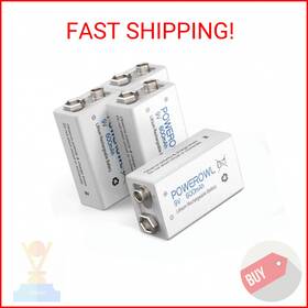 Powerowl 727536448679 9v Rechargeable Batteries 600mah Lithium-ion Low Self Discharge Battery