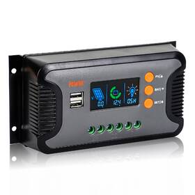 Powmr B0cz41d59q 30a Pwm Solar Charge Controller 12v 24v 36v 48v Lcd Dual Usb Agm Gel Lead