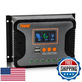 Powmr B0cz8scc4d 80a Pwm Solar Charge Controller 12v 24v 36v 48v Auto Lcd Dual Usb Battery