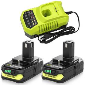 Reoben B0cfvlrt28 2pk 3.6ah Li-ion Battery Replacement For Ryobi 18v P108 And P117 Charger Combo