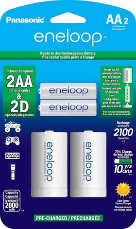 Sanyo K-kjs2mca2ba Panasonic Eneloop C Size Battery-adapters With Aa 2100 Cycl