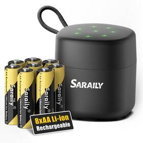 Saraily 731041008617 Rechargeable Lithium Aa Batteries With Charger 8 Pack Long-lasting B