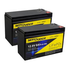 Sefepoder B09md8r4m6 12v 8ah Lifepo4 Lithium Deep Cycle Battery 2-pack 2000