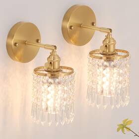 Shenmoyl B0ff4kpgxf 2 Crystal Battery Wall Sconce Rechargeable Remote Dimmable Gold