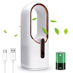 Sismel B09dpphspp 11.8 Inch Bladeless Desk Fan Usb Rechargeable Touch Control Portable Quiet