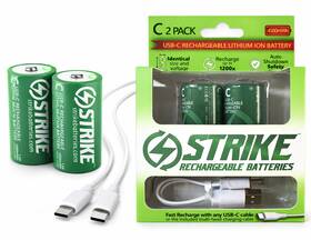 Strike Batteries 369998358380 C Lr14 Li-ion Rechargeable Battery 2 Pack With Usb-c 1.5v 4500mwh Bms Protected