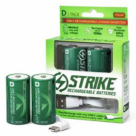Strike Batteries 369999116545 D Lr20 Li-ion Rechargeable Battery High Capacity 1.5v 6750mwh 1200 Cycles Bms