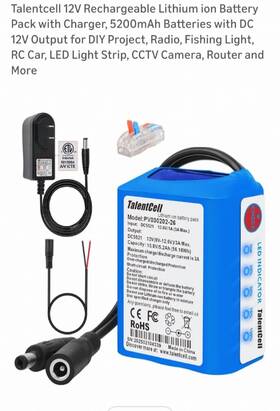 Talentcell Pv030202-26 12v Lithium Ion Rechargeable Battery Pack With Charger Dc Output 11.1v 5.2ah
