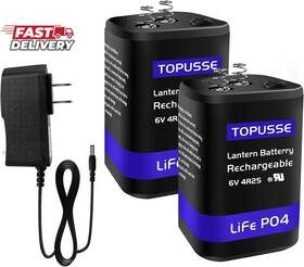 Topusse 726084799660 Rechargeable 6 Volt 4.5ah Lifepo4 Lantern Battery With Charger 1500 Cycles 6v