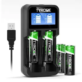 18500 Tyrone 613464789147 Rechargeable Batteries With Charger 4 Pack Flat Top 15 18500 Tyrone 613464789147 Rechargeable Batteries With Charger 4 Pack Flat Top 15